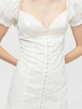 Urban Outfitters White Corset-Style Puff Sleeve Dress